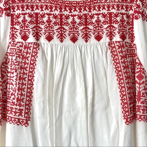 F21 Woven Embroidered Smocked / Cap Sleeve Dress - Picture 4 of 8